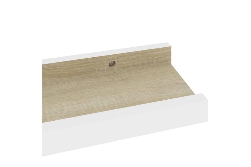 Vegghyller 2 stk hvit og sonoma eik 40x9x3 cm - Hvit - Oppbevaring - Hyller - Vegghylle