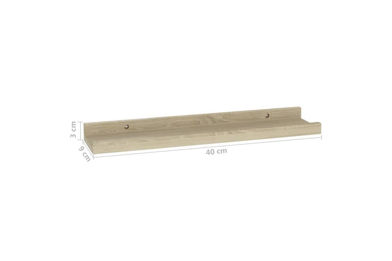 Vegghyller 2 stk sonoma eik 40x9x3 cm - Brun - Oppbevaring - Hyller - Vegghylle