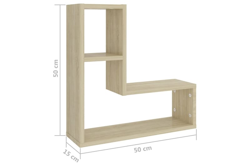 Vegghyller 2 stk sonoma eik 50x15x50 cm sponplate - Brun - Oppbevaring - Hyller - Vegghylle