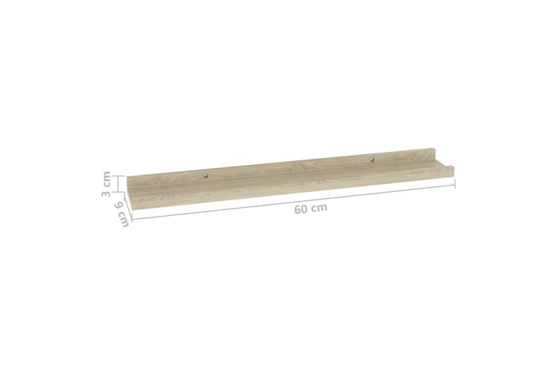 Vegghyller 2 stk sonoma eik 60x9x3 cm - Brun - Oppbevaring - Hyller - Vegghylle