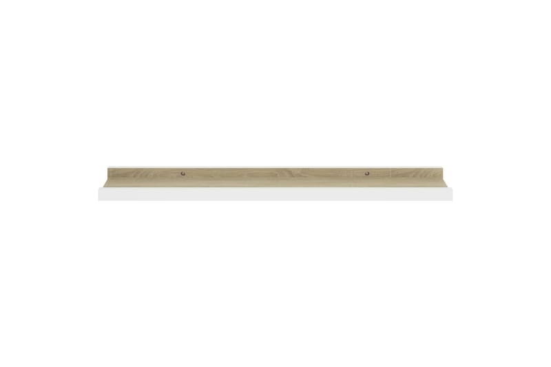 Vegghyller 4 stk hvit og sonoma eik 60x9x3 cm - Hvit - Oppbevaring - Hyller - Vegghylle