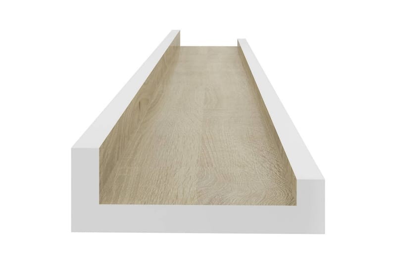 Vegghyller 4 stk hvit og sonoma eik 60x9x3 cm - Hvit - Oppbevaring - Hyller - Vegghylle