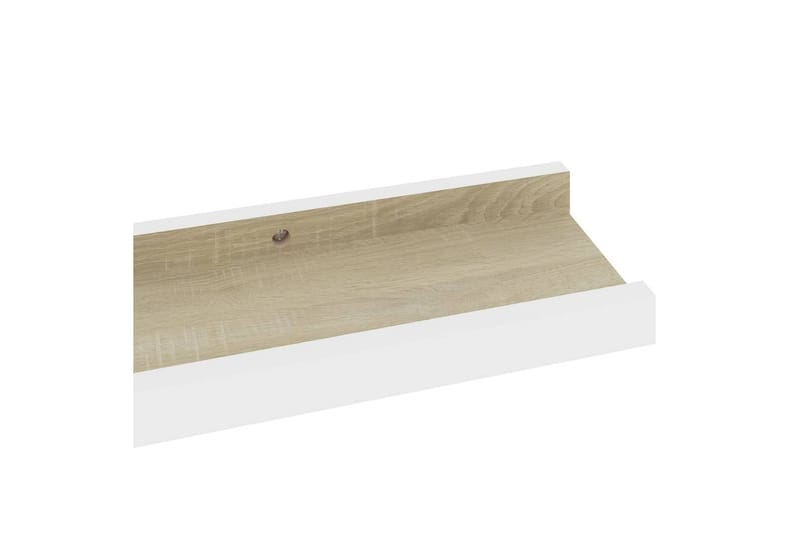 Vegghyller 4 stk hvit og sonoma eik 60x9x3 cm - Hvit - Oppbevaring - Hyller - Vegghylle