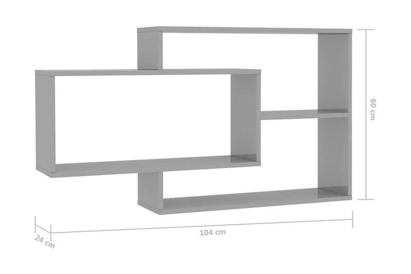 Vegghyller høyglans grå 104x20x60 cm sponplate - Grå - Oppbevaring - Hyller - Vegghylle