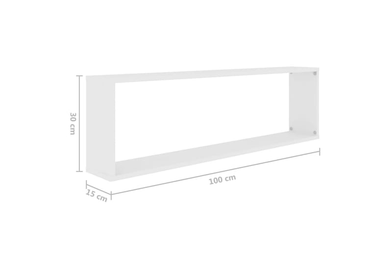 Vegghyller kubeformet 2 stk hvit 100x15x30 cm sponplate - Hvit - Oppbevaring - Hyller - Vegghylle