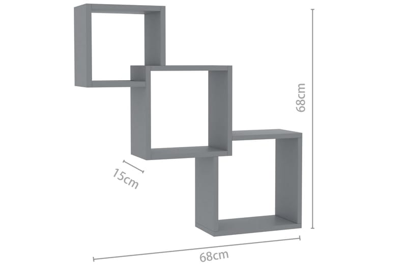 Vegghyller kubeformet grå 84,5x15x27 cm sponplate - Grå - Oppbevaring - Hyller - Vegghylle