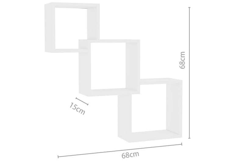 Vegghyller kubeformet hvit 84,5x15x27 cm sponplate - Hvit - Oppbevaring - Hyller - Vegghylle