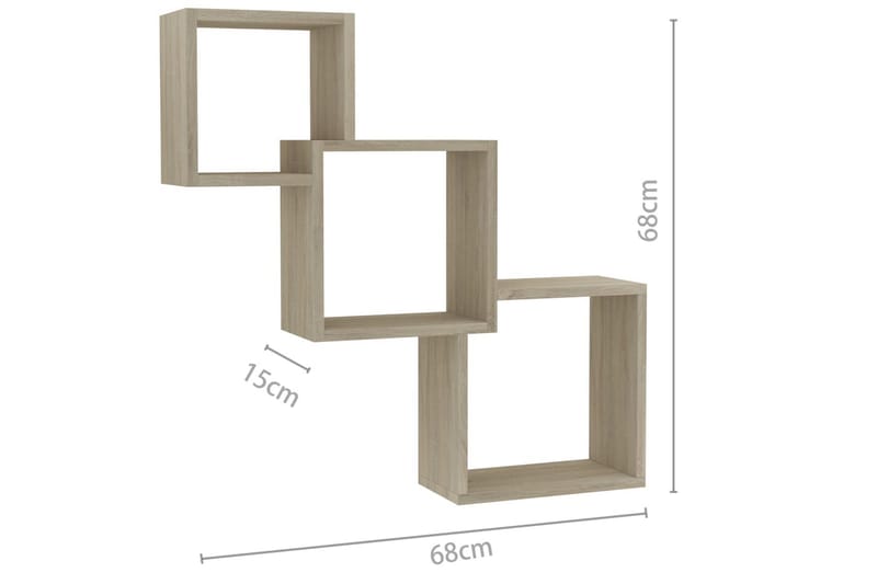 Vegghyller kubeformet sonoma eik 84,5x15x27 cm sponplate - Brun - Oppbevaring - Hyller - Vegghylle