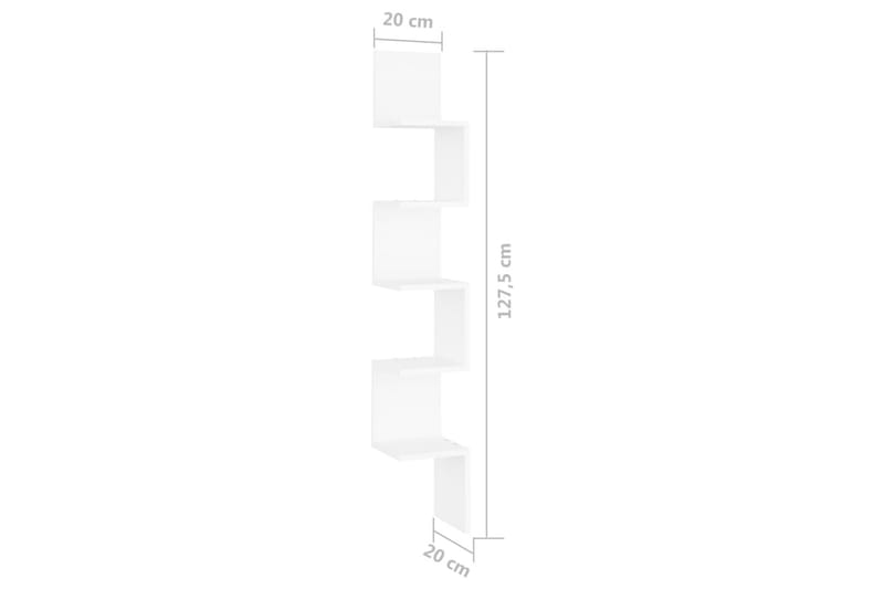 Veggmontert hjørnehylle hvit 20x20x127,5 cm sponplate - Hvit - Oppbevaring - Hyller - Vegghylle