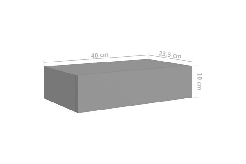 Veggmontert skuffehylle grå 40x23,5x10 cm MDF - Grå - Oppbevaring - Hyller - Vegghylle