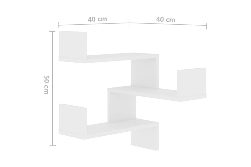 Veggmonterte hjørnehyller 2 stk hvit 40x40x50 cm sponplate - Hvit - Oppbevaring - Hyller - Vegghylle