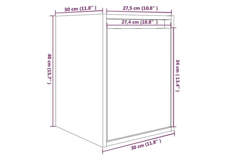 Veggskap 2 stk 30x30x40 cm heltre furu - Brun - Oppbevaring - Hyller - Vegghylle