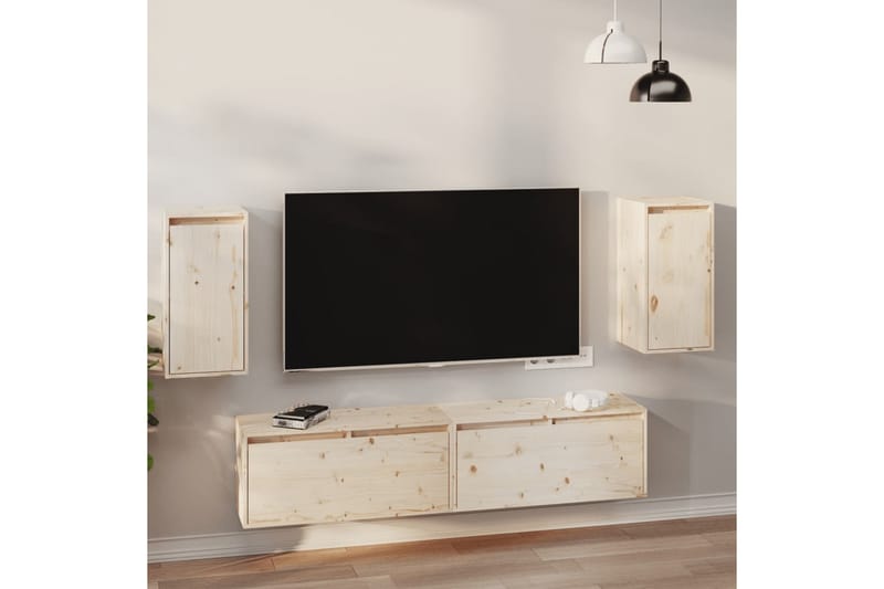 Veggskap 2 stk 30x30x60 cm heltre furu - Brun - Oppbevaring - Hyller - Vegghylle