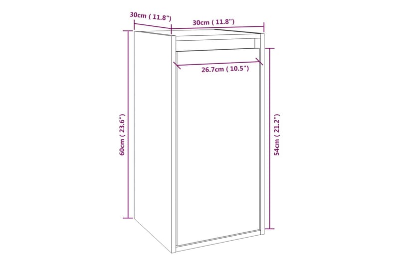 Veggskap 2 stk 30x30x60 cm heltre furu - Brun - Oppbevaring - Hyller - Vegghylle