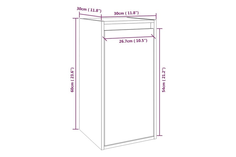 Veggskap 2 stk grå 30x30x60 cm heltre furu - Grå - Oppbevaring - Hyller - Vegghylle