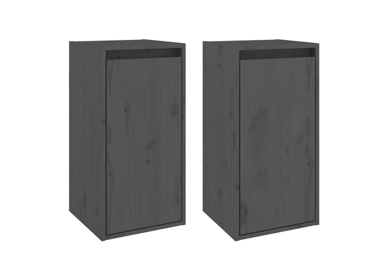 Veggskap 2 stk grå 30x30x60 cm heltre furu - Grå - Oppbevaring - Hyller - Vegghylle