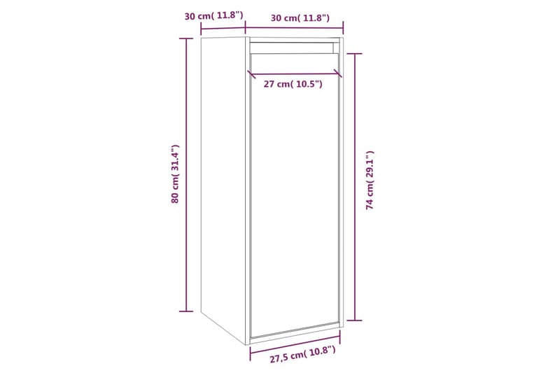 Veggskap 2 stk grå 30x30x80 cm heltre furu - Grå - Oppbevaring - Hyller - Vegghylle