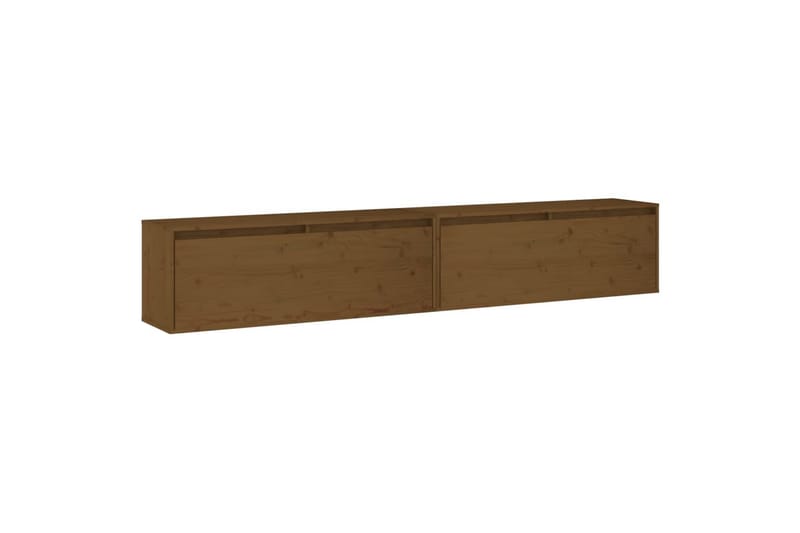 Veggskap 2 stk honningbrun 100x30x35 cm heltre furu - Brun - Oppbevaring - Hyller - Vegghylle