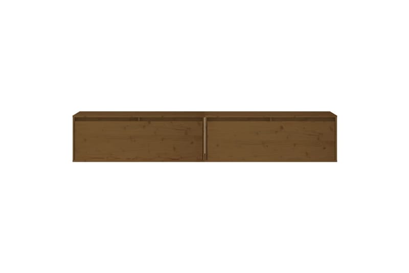 Veggskap 2 stk honningbrun 100x30x35 cm heltre furu - Brun - Oppbevaring - Hyller - Vegghylle