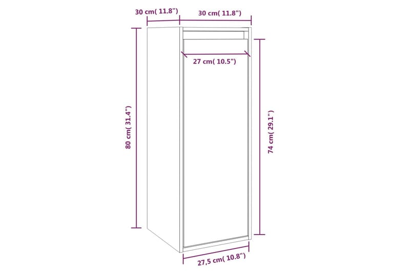 Veggskap 2 stk hvit 30x30x80 cm heltre furu - Hvit - Oppbevaring - Hyller - Vegghylle