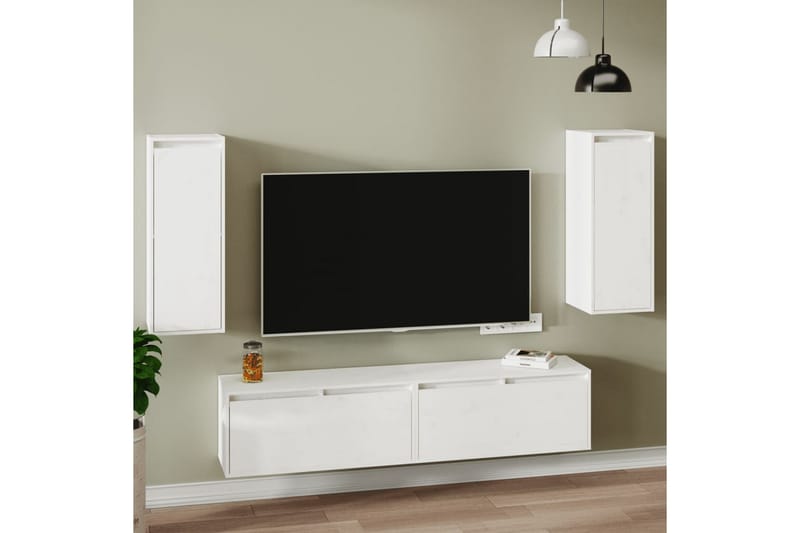 Veggskap 2 stk hvit 30x30x80 cm heltre furu - Hvit - Oppbevaring - Hyller - Vegghylle