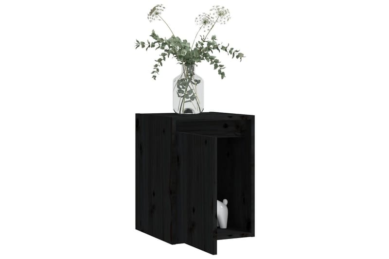 Veggskap 2 stk svart 30x30x40 cm heltre furu - Svart - Oppbevaring - Hyller - Vegghylle