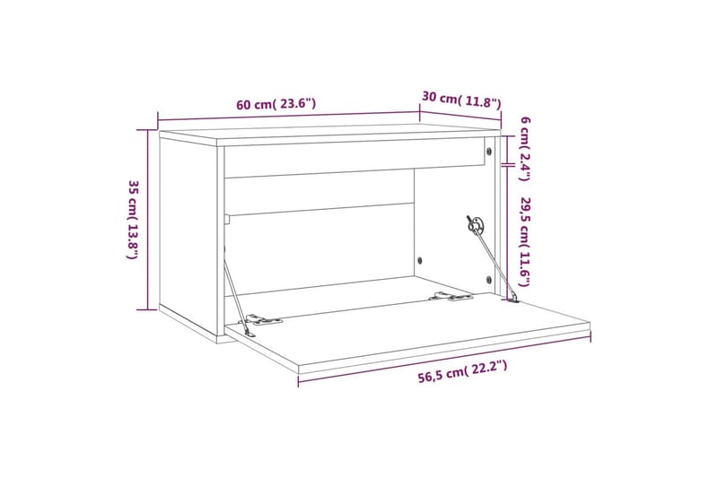 Veggskap honningbrun 60x30x35 cm heltre furu - Brun - Oppbevaring - Hyller - Vegghylle