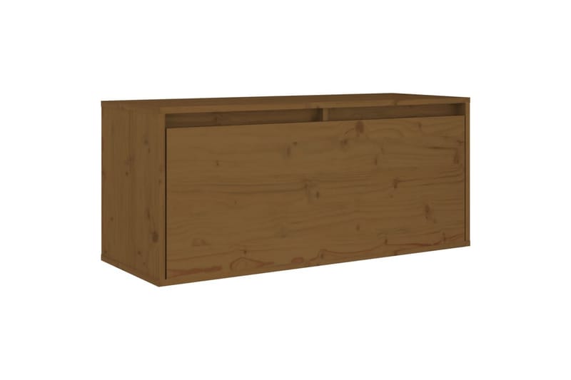 Veggskap honningbrun 80x30x35 cm heltre furu - Brun - Oppbevaring - Hyller - Vegghylle