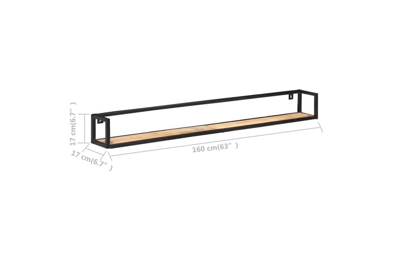 Vegghyller 2 stk 160 cm grov heltre mango - Oppbevaring - Hyller - Vegghylle