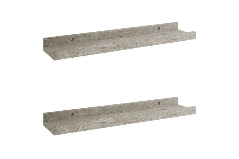 Vegghyller 2 stk betonggrå 40x9x3 cm - Grå - Oppbevaring - Hyller - Vegghylle