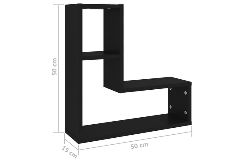 Vegghyller 2 stk svart 50x15x50 cm sponplate - Svart - Oppbevaring - Hyller - Vegghylle