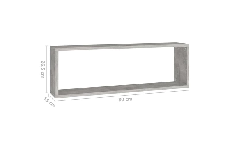 Vegghyller kubeformet 2 stk 80x15x26,5 cm sponplate - Grå - Oppbevaring - Hyller - Vegghylle