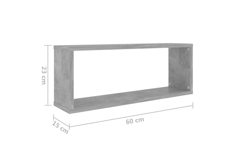 Vegghyller kubeformet 2 stk betonggrå 60x15x23 cm sponplate - Grå - Oppbevaring - Hyller - Vegghylle