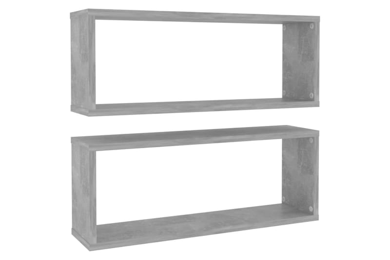 Vegghyller kubeformet 2 stk betonggrå 60x15x23 cm sponplate - Grå - Oppbevaring - Hyller - Vegghylle