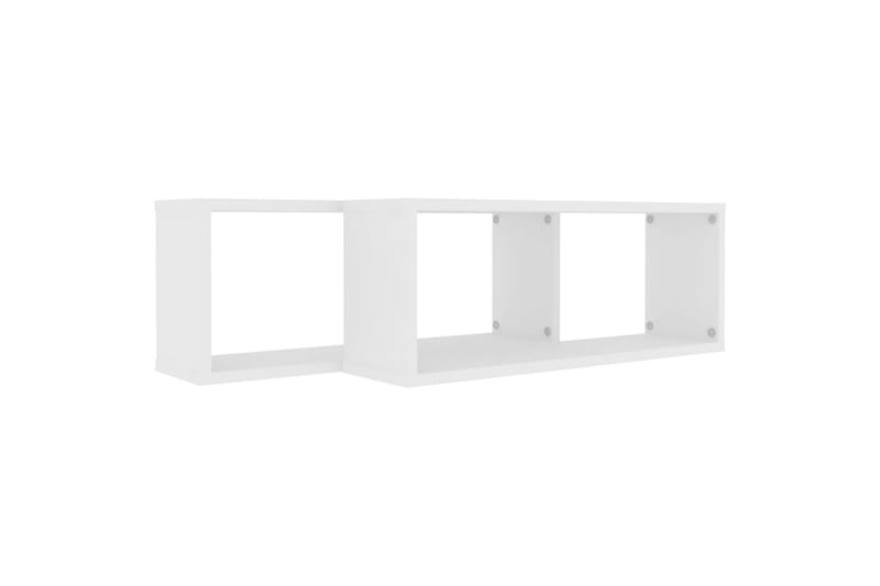 Vegghyller kubeformet 2 stk hvit 60x15x23 cm sponplate - Hvit - Oppbevaring - Hyller - Vegghylle