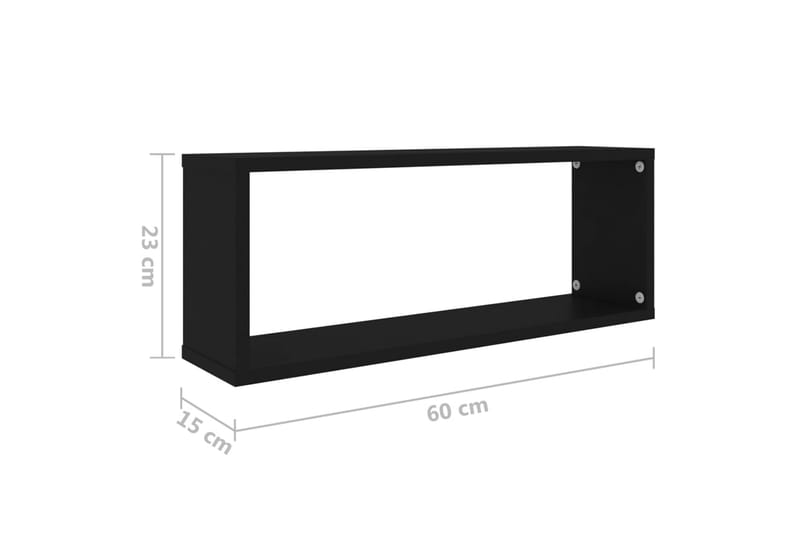 Vegghyller kubeformet 2 stk svart 60x15x23 cm sponplate - Svart - Oppbevaring - Hyller - Vegghylle