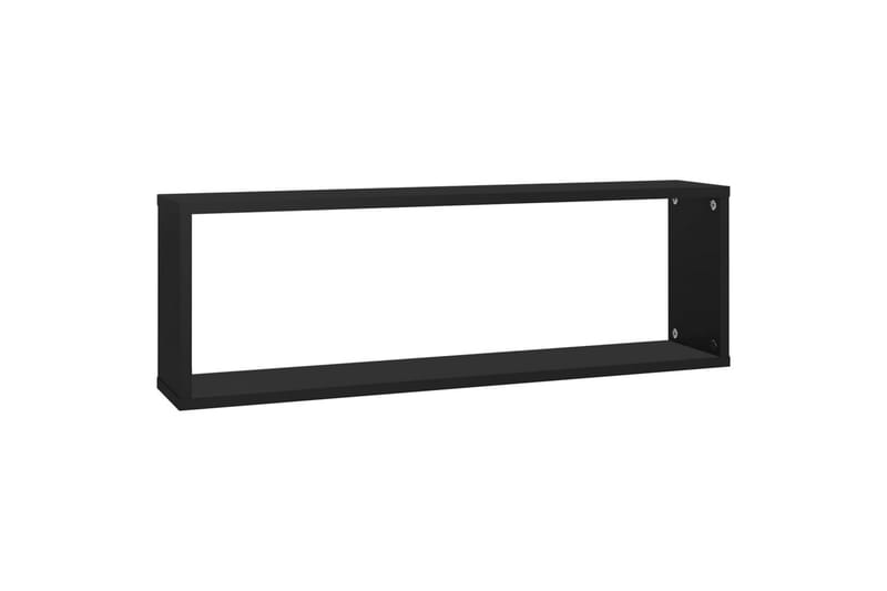 Vegghyller kubeformet 2 stk svart 80x15x26,5 cm sponplate - Svart - Oppbevaring - Hyller - Vegghylle