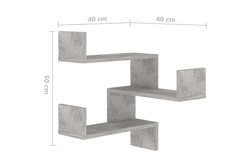 Veggmontert hjørnehylle betonggrå 40x40x50 cm sponplate - Grå - Oppbevaring - Hyller - Vegghylle