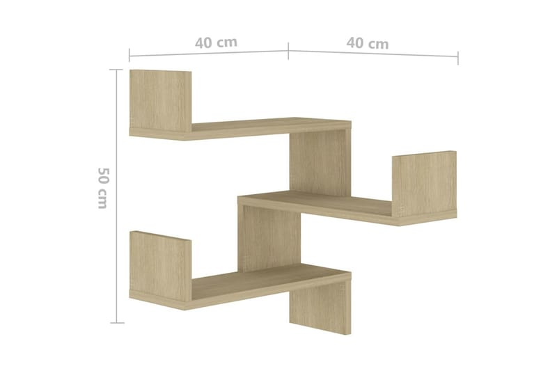 Veggmonterte hjørnehyller 2 stk 40x40x50 cm sponplate - Brun - Oppbevaring - Hyller - Vegghylle