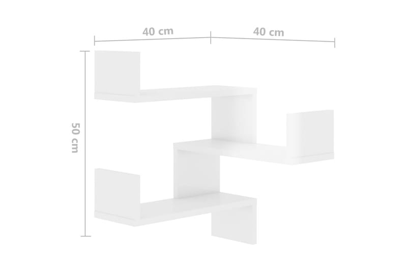 Veggmonterte hjørnehyller 2 stk 40x40x50 cm sponplate - Hvit - Oppbevaring - Hyller - Vegghylle