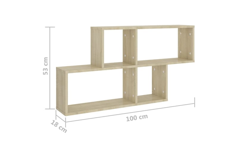 viVegghylle sonoma eik 100x18x53 cm sponplate - Brun - Oppbevaring - Hyller - Vegghylle