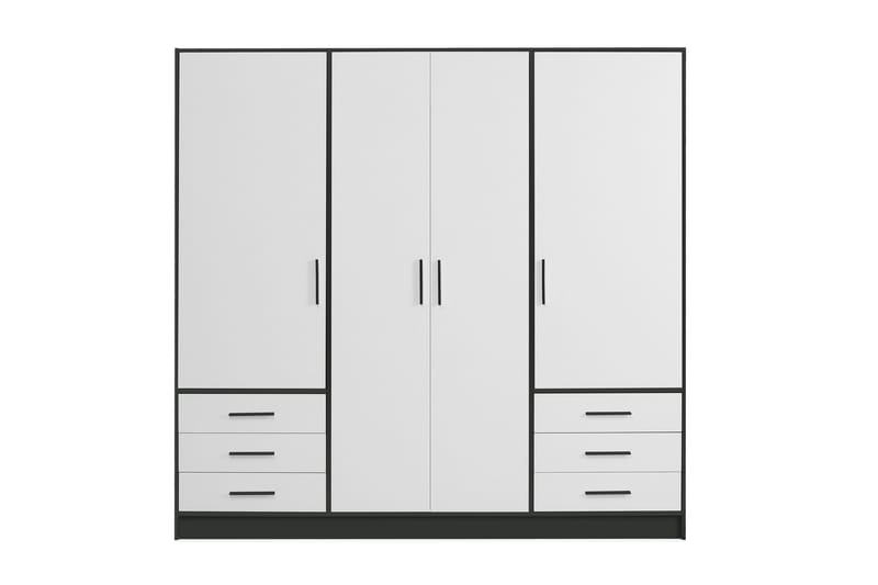 Ashgate Stor Garderobe 207 cm bred 200 cm høy 60 cm dyp - Svart / Hvit - Oppbevaring - Klesoppbevaring - Garderober & garderobesystem