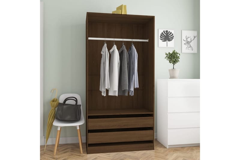 beBasic Garderobe brun eik 100x50x200 cm konstruert tre - Brun - Oppbevaring - Klesoppbevaring - Garderober & garderobesystem