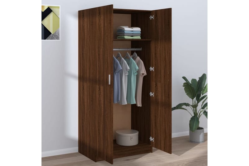 beBasic Garderobe brun eik 80x52x180 cm konstruert tre - Brun - Oppbevaring - Klesoppbevaring - Garderober & garderobesystem