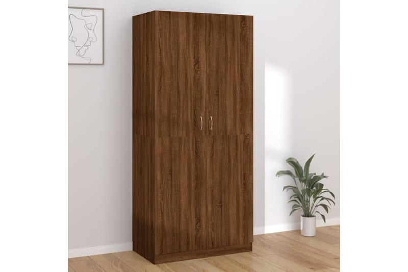 beBasic Garderobe brun eik 90x52x200 cm konstruert tre - Brun - Oppbevaring - Klesoppbevaring - Garderober & garderobesystem