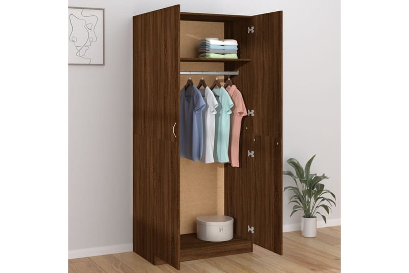 beBasic Garderobe brun eik 90x52x200 cm konstruert tre - Brun - Oppbevaring - Klesoppbevaring - Garderober & garderobesystem