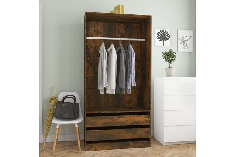 beBasic Garderobe røkt eik 100x50x200 cm konstruert tre - Brun - Oppbevaring - Klesoppbevaring - Garderober & garderobesystem