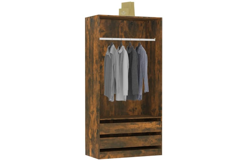 beBasic Garderobe røkt eik 100x50x200 cm konstruert tre - Brun - Oppbevaring - Klesoppbevaring - Garderober & garderobesystem