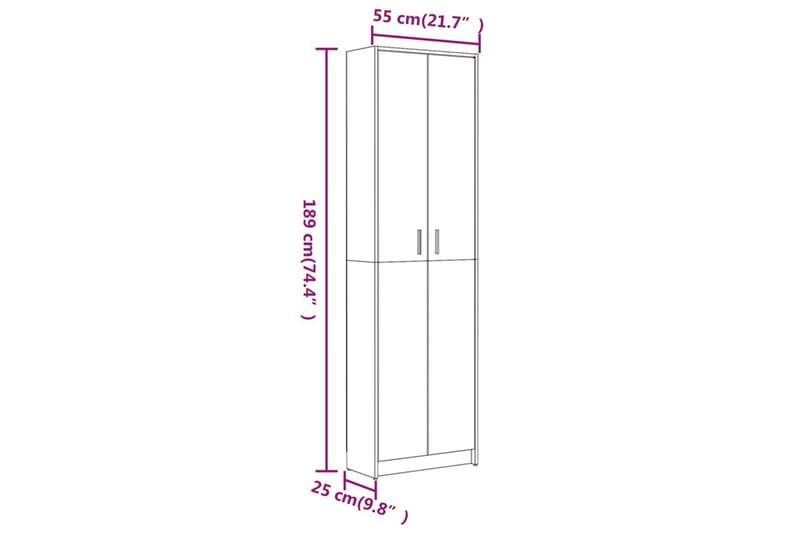 beBasic Garderobeskap brun eik 55x25x189 cm konstruert tre - Brun - Oppbevaring - Klesoppbevaring - Garderober & garderobesystem