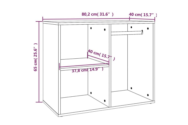 beBasic Sminkeskap høyglans hvit 80x40x65 cm konstruert tre - Hvit - Oppbevaring - Klesoppbevaring - Garderober & garderobesystem - Garderobeskap & klesskap